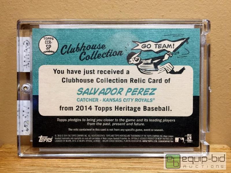 2014 TOPPS SALVADOR PEREZ AUTHENTIC GAME USED JERSEY CARD - MUST SEE!, AMAZING SPORTS CARD & COLLECTIBLES AUCTION - GRADED CARDS - AUTOGRAPHS -  ROYALS - 23 KT. GOLD CARDS - STAR WARS - ELVIS & MORE!!!