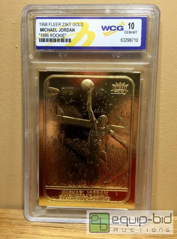 Michael Jordan 1986 Fleer Rookie 23kt Gold Card Sculptured Graded Gem Mint 10 Graded Value 150 Amazing Sports Card Collectibles Auction Graded Cards Autographs Royals