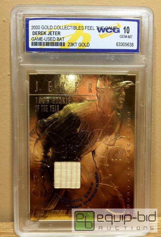 lot 1022 image: DEREK JETER 2000 Feel the Game GAME USED BAT 23KT Gold Card GRADED GEM MINT 10 - GRADED VALUE $125