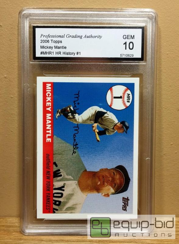 lot 1025 image: GRADED GEM MINT 10 - MICKEY MANTLE INSERT CARD - GRADED VALUE $125 - EXTREMELY RARE - AMAZING CARD