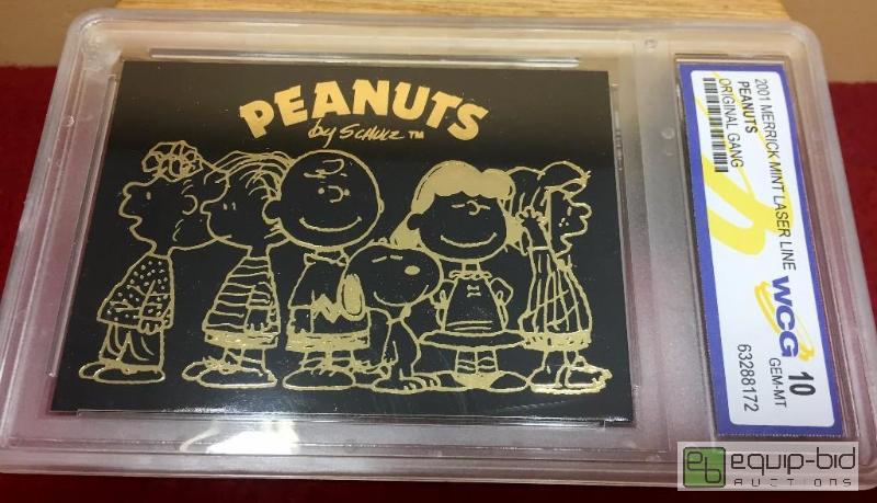 lot 1026 image: PEANUTS GANG Laser Line BLACK 23 KT GOLD CHARLIE BROWN SNOOPY GRADED GEM MINT 10 - GRADED VALUE $100
