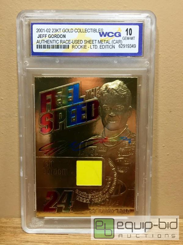 lot 1030 image: JEFF GORDON 2001 Race Used ROOKIE Feel Speed 23KT Gold Card GEM MINT 10 - GRADED VALUE $125