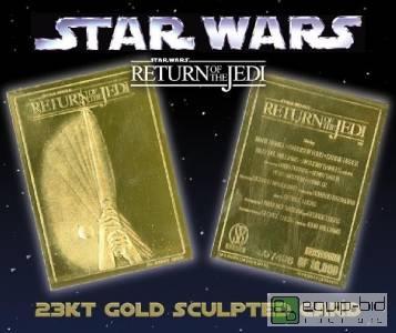 lot 1036 image: Star Wars RETURN OF THE JEDI Movie Poster 23KT Gold Card GEM MINT 10 - GRADED VALUE $100 - RARE