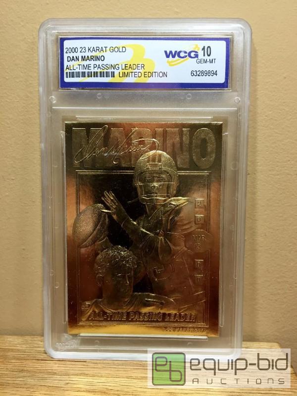 lot 1038 image: DAN MARINO 2000 23KT Gold Card NFL All-Time Passing Leader GEM MINT 10 - GRADED VALUE $120