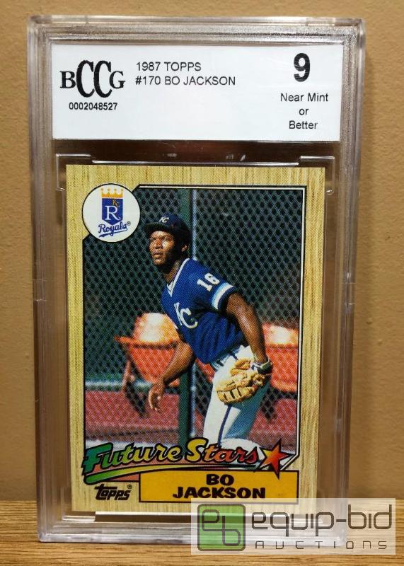 lot 1039 image: INCREDIBLY RARE BECKETT GRADED BO JACKSON TOPPS ROOKIE CARD - GRADE 9 - MINT CONDITION - MUST SEE