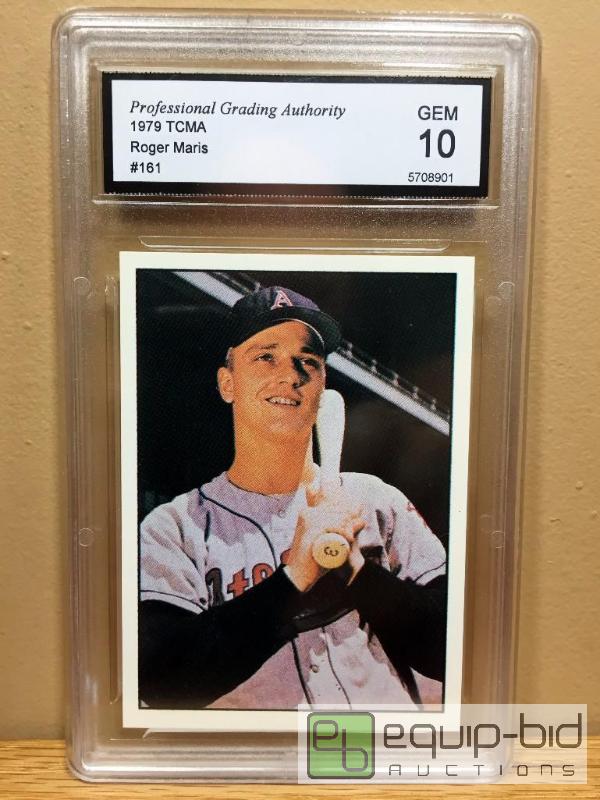 lot 1045 image: 1979 ROGER MARIS GRADED - GEM MINT 10 - KANSAS CITY ATHLETICS - TCMA LICENSED  GRADED VALUE $100 -