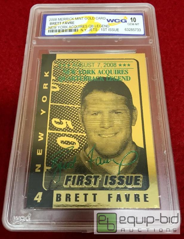 lot 1055 image: BRETT FAVRE Laser Line 23 KT. Gold Card GRADED GEM MINT 10 Green Bay Packers - GRADED VALUE $125