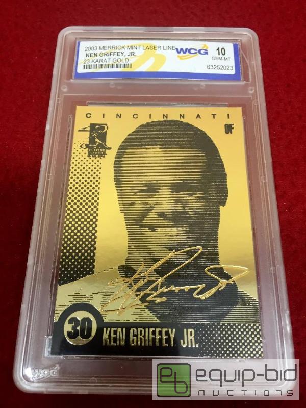 lot 1069 image: KEN GRIFFEY JR 2003 Laser Line Gold 23 KT.  Limited Edition - GRADED GEM MINT 10 - GRADED VALUE $110