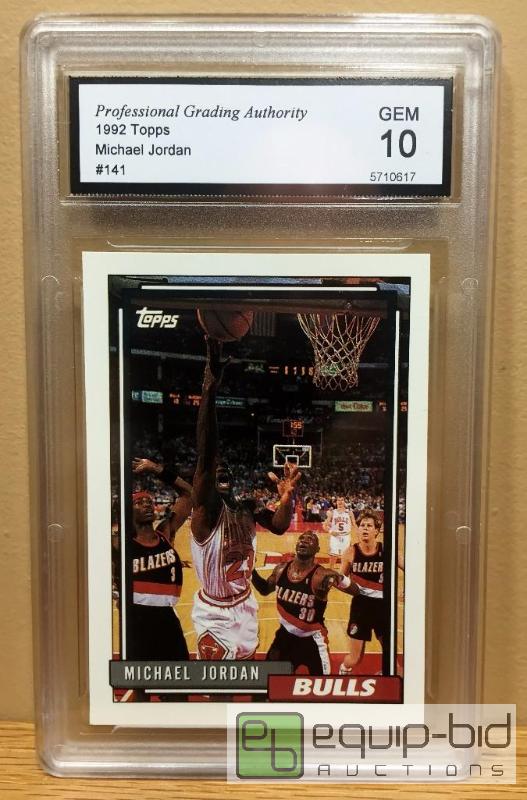 lot 1072 image: 1992 TOPPS MICHAEL JORDAN GRADED GEM MINT 10 - GRADED VALUE - $80