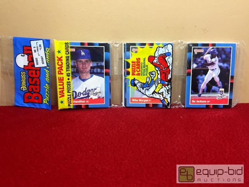 lot 1083 image: 1988 DONRUSS RETAIL RACK PACK WITH BO JACKSON SHOWING ON FRONT - EXTREMELY RARE - MUST SEE
