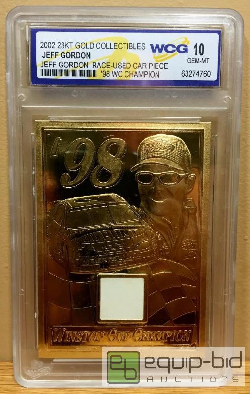 lot 1087 image: JEFF GORDON 2002 Race Used Car Piece NASCAR 23KT Gold Card GEM MINT 10 - GRADED VALUE $125