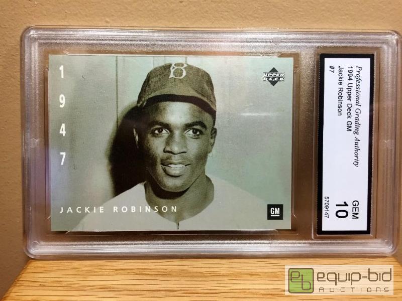 lot 1096 image: GRADED GEM MINT 10 - JACKIE ROBINSON INSERT CARD - GRADED VALUE $100 - EXTREMELY RARE - AMAZING CARD
