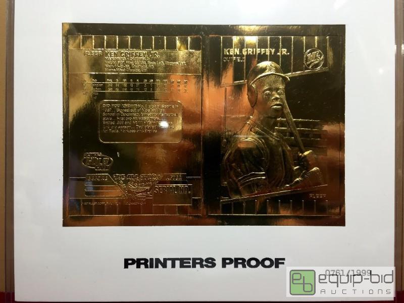 lot 1101 image: KEN GRIFFEY JR Printers Proof Uncut Sheet 1997 FLEER 23KT Gold Card 1989 Rookie - PROOF VALUE $150