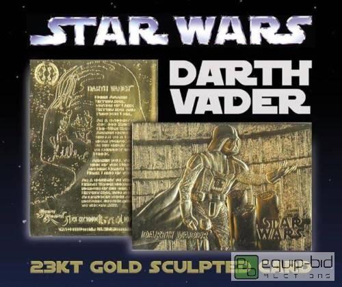 lot 1102 image: Star Wars DARTH VADER 23KT Gold Card Sculptured GRADED GEM MINT 10 - GRADED VALUE $125