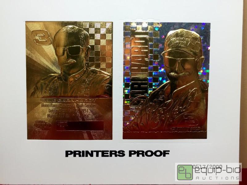 lot 1118 image: DALE EARNHARDT SR Printers Proof Uncut Sheet 1999 23KT Gold Card NASCAR - PRINTERS PROOF VALUE $150