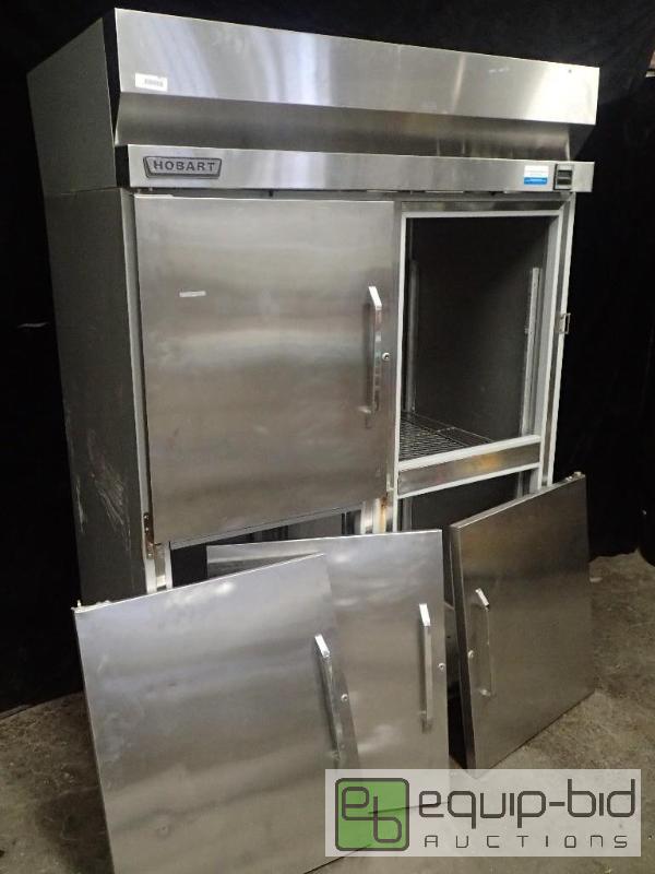 lot 9512 image: Hobart Split Two Door Freezer on Casters
