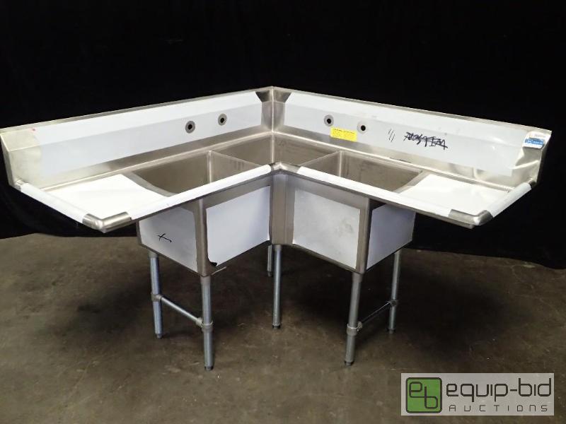 lot 9701 image: BK Resources BKCS-3-18-14-18T 3 Compartment Corner Sink