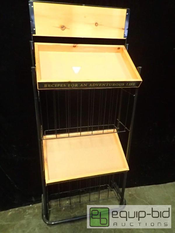 lot 9825 image: Rod Wine Rack with Wooden Shelves