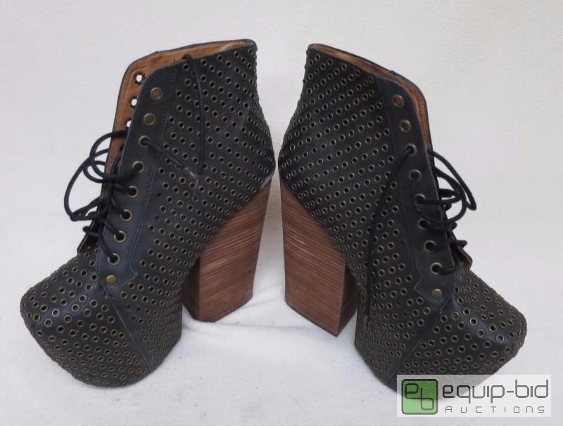 lot 25 image: Jeffrey Campbell Freda Eye Leather Lace Up Platform Boots 9M