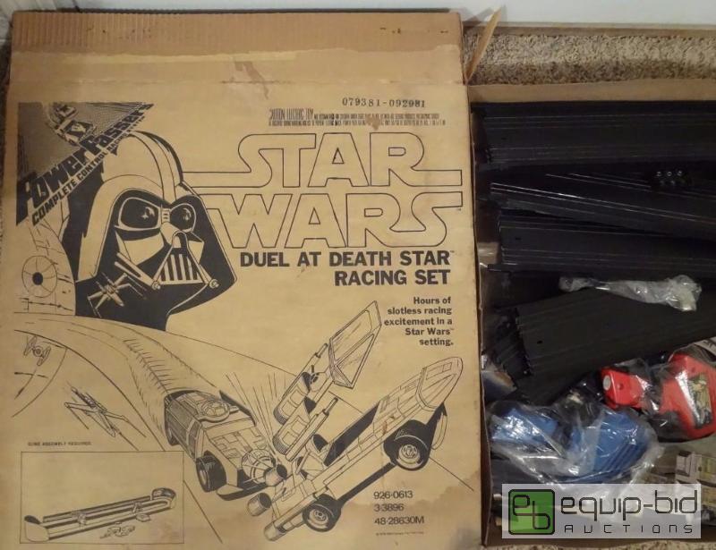 lot 6 image: Vintage Star Wars Duel at Death Star Racing Set 1978 NOS B&W Box Vader