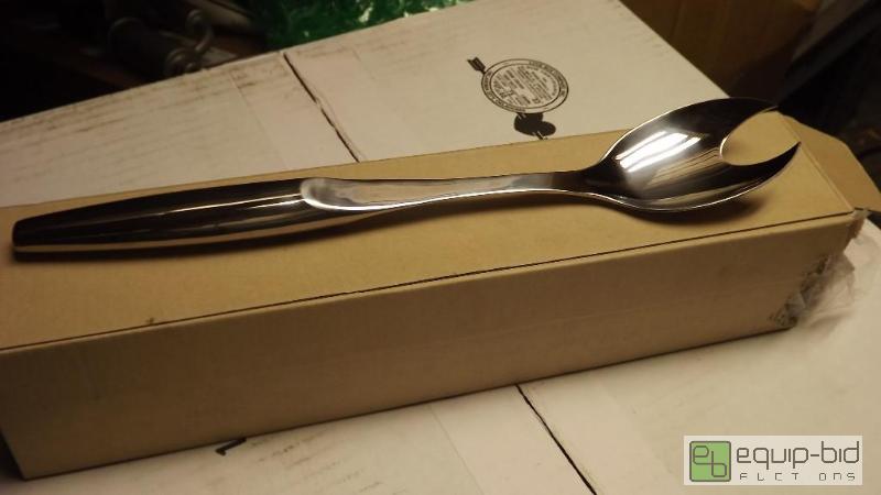 lot 10285 image: Sysco case of 6 stainless steel serving spoon...