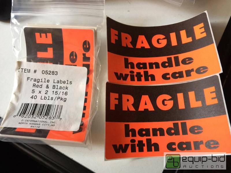 lot 108 image: Six packs of 40 bright fragile handle with ca...
