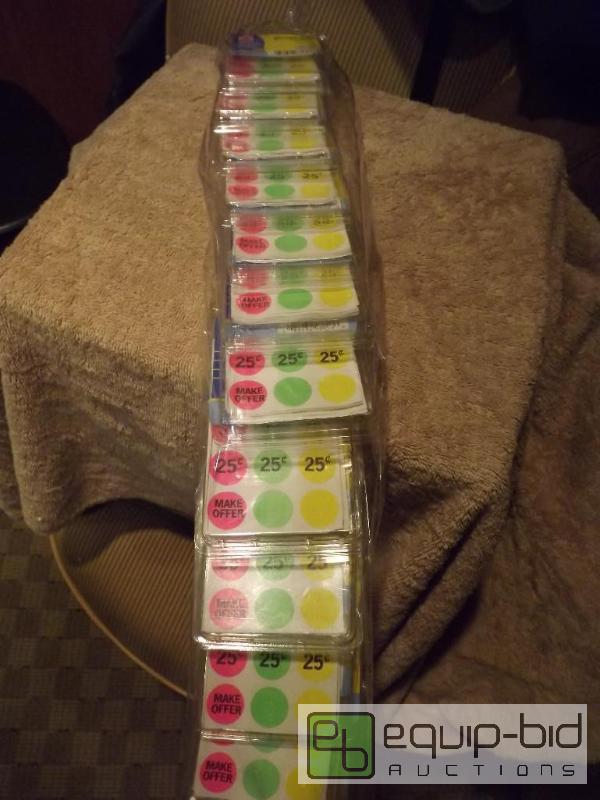 lot 3248 image: Case of garage sale labels assorted neon colo...