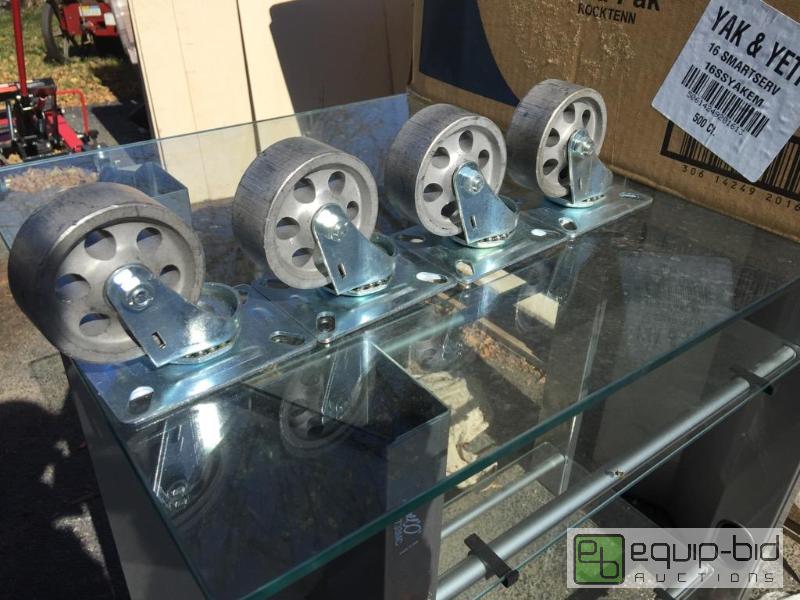 lot 35 image: New very nice 3 inch all steel casters for th...
