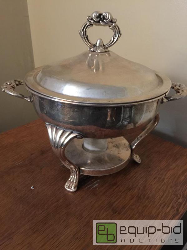 lot 61 image: Nice silverplate chafer for holding glass ins...