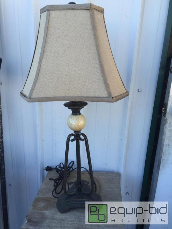 lot 64 image: Very nice decorative lamp iron and marble wit...