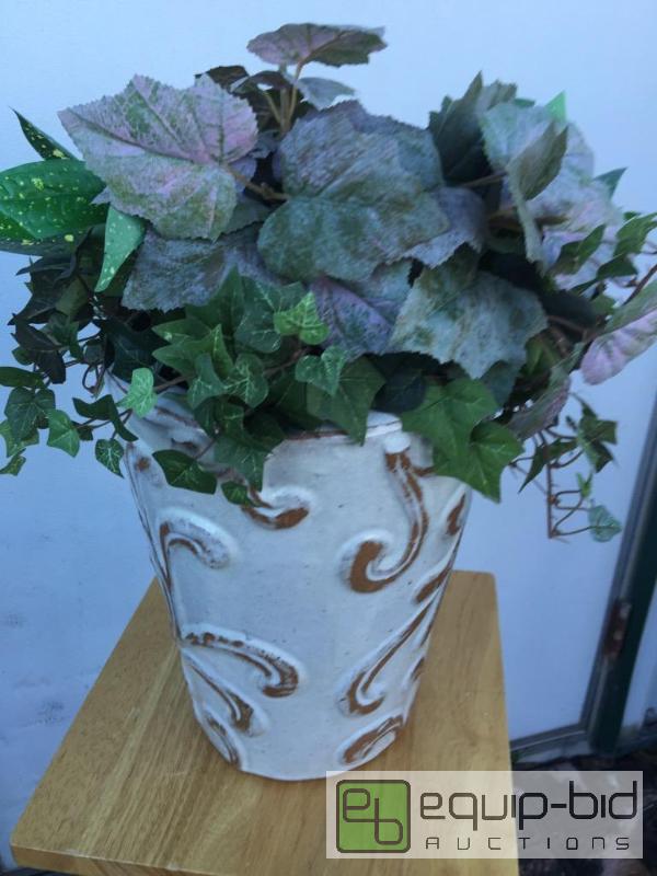 lot 71 image: Decorative silk plant in large heavy ceramic ...