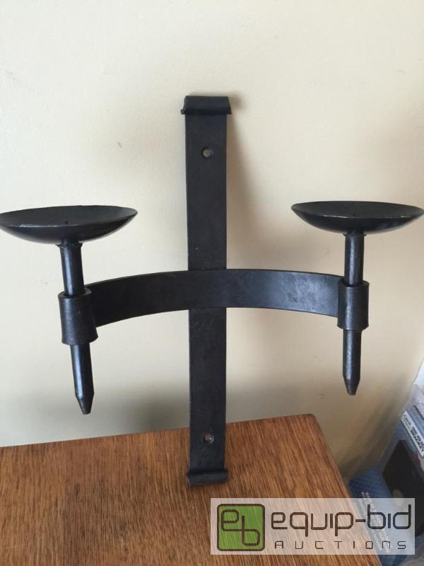 lot 88 image: Heavy iron wall sconce candle holder...