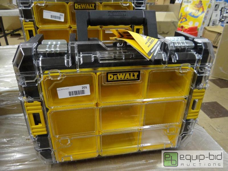 lot 201 image: New Dewalt locking tool case with handle....