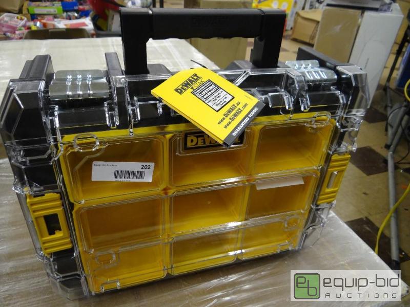 lot 202 image: New Dewalt locking tool case with handle....