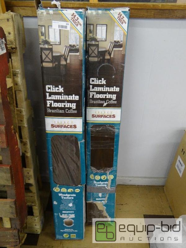 lot 203 image: 3 boxes of click laminate flooring. Brazilian...