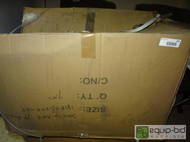 lot 236 image: Case of 9 new soccer nets.  Size- 18.5 x 6.5 ...