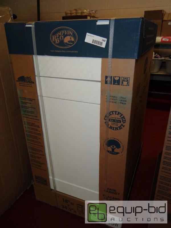 lot 280 image: Hampton Bay cabinet. New in box.  Size is in ...