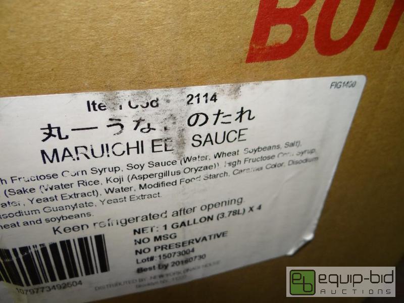 lot 340 image: Case of 4 gallons of Maruichi Eel sauce....