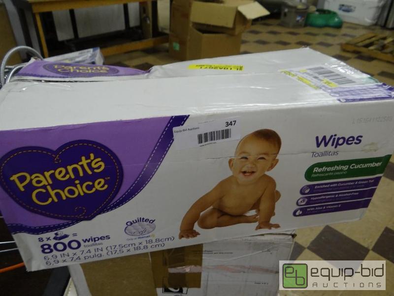 lot 347 image: Case of parents choice baby wipes. 800 wipes....