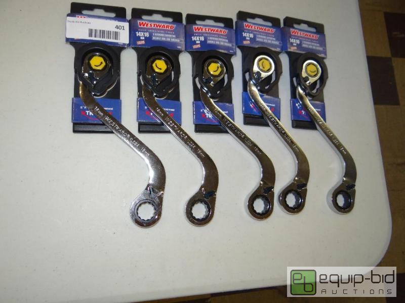 lot 401 image: Lot of 5 new 14 x 16 mm S reversible ratcheti...