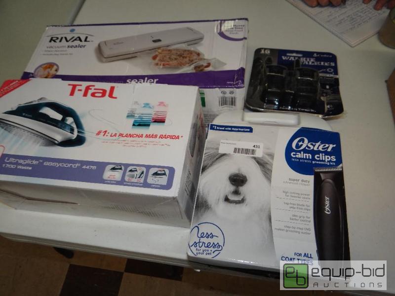 lot 431 image: Oster&nbspclippers, rival sealer, T-fal iron...