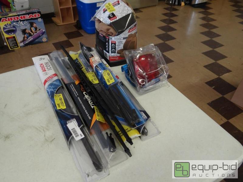 lot 446 image: Automotive lot.  Wiper blades, trailer light,...