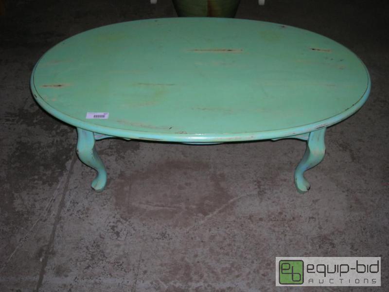 lot 627 image: Green Shabby Chic Oval Coffee Table