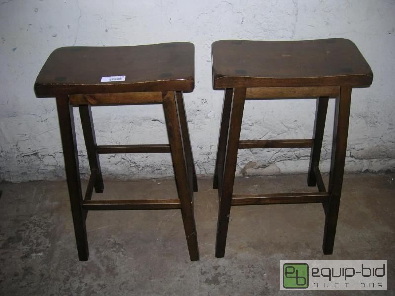 lot 647 image: Wide Contoured Wood Bar Stools