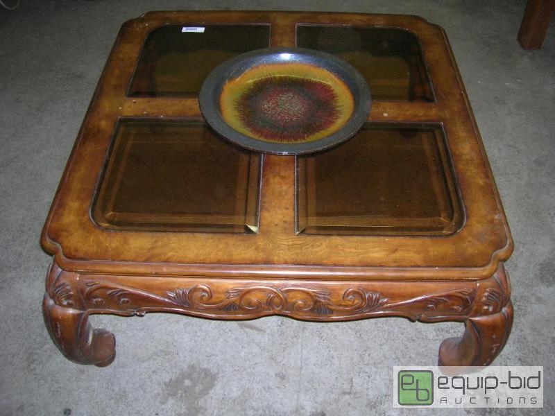 lot 651 image: Wood  Glass Large Coffe Table