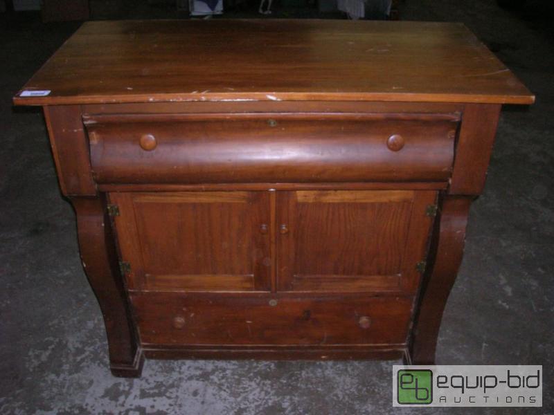 lot 672 image: Anitque Solid Wood Side Board 2 Drawers  Cabinet