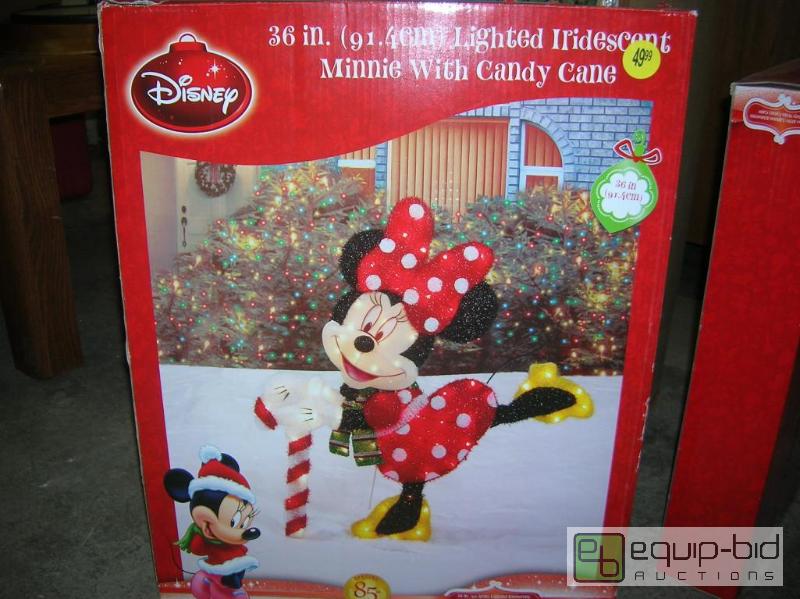 lot 802 image: Disney Lighted Iridescent Minnie w Candy Cane Decorative Display