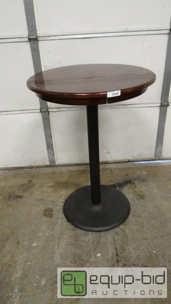 lot 253C image: 30 Round Bar Height Heavy Oak Top Table