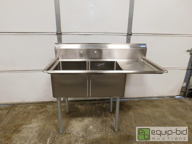 lot 431 image: New Scratch And Dent 2 Bay Stainless Steel Sink With Right Side Drain Board