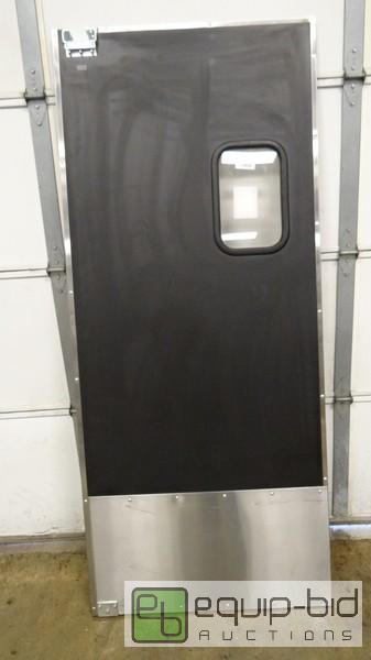 lot 523 image: Brand New Black Kitchen Door With Stainless Kick Plate